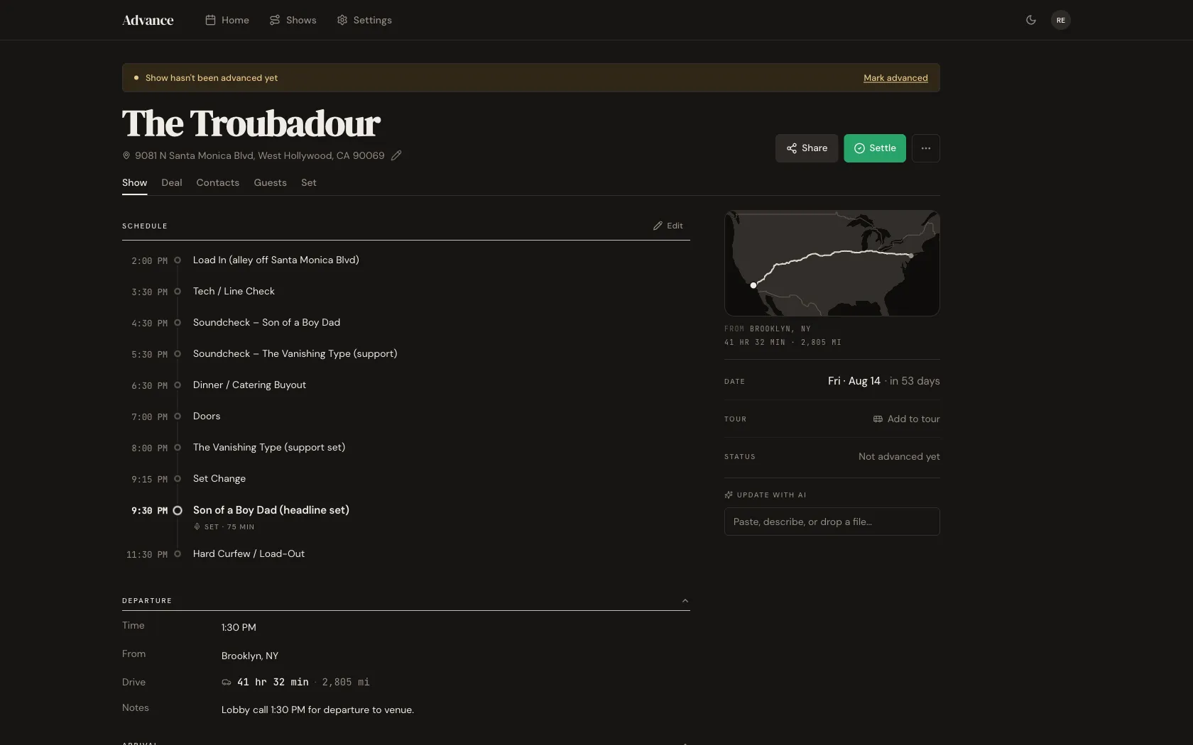 The created show, showing the AI's final thread values